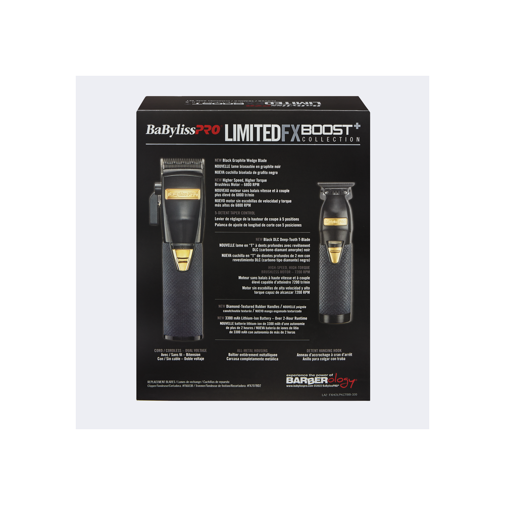 BaByliss PRO Black FX Boost+ Limited Edition Clipper & Trimmer Set w/ Charging Base