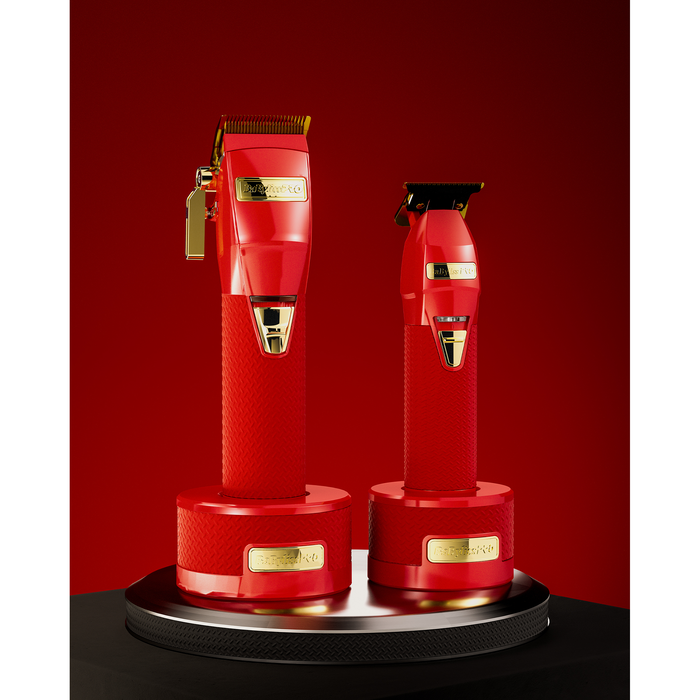 BaByliss PRO RED FX Boost+ Limited Edition Clipper & Trimmer Set w/ Charging Base