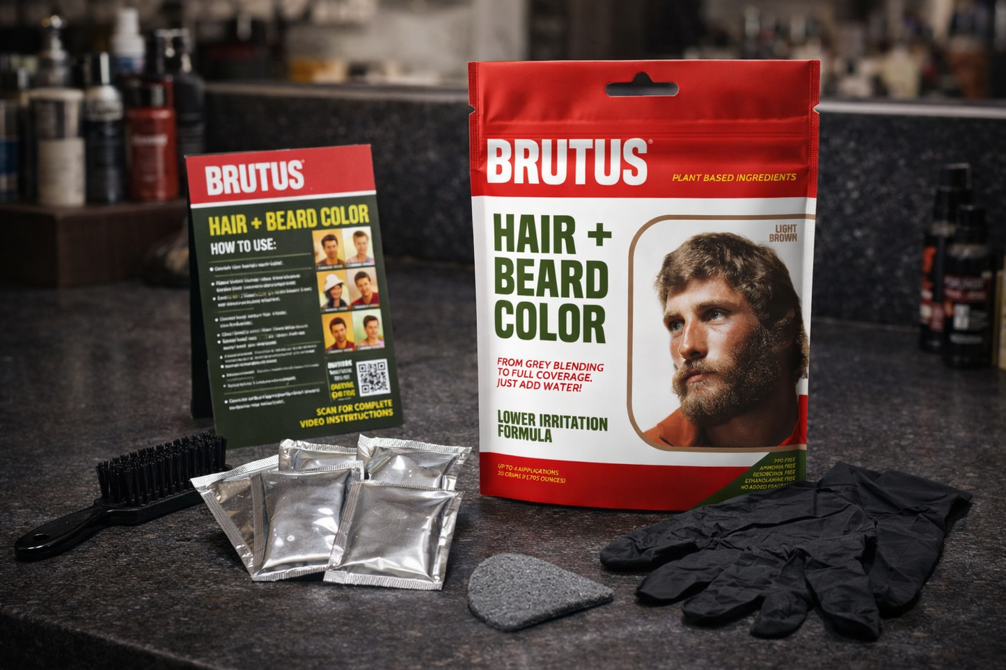 Natural Black Hair + Beard Color Kit - 4 Pack