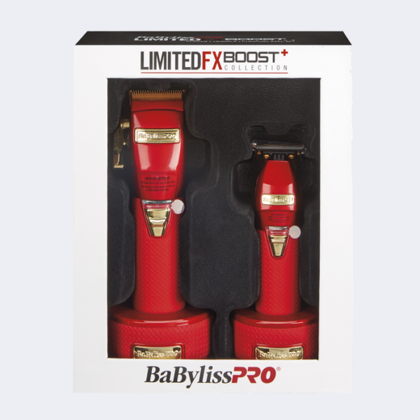 BaByliss PRO RED FX Boost+ Limited Edition Clipper & Trimmer Set w/ Charging Base